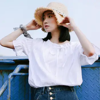 

2020 Women Short Sleeve lvory Shirtmint Top Garment