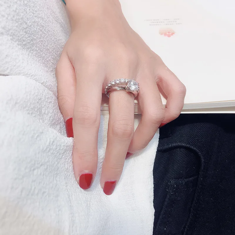 Silver Rings Brand Promise Ring Set 925 Sterling Silver Diamond For Women Engagement Wedding
