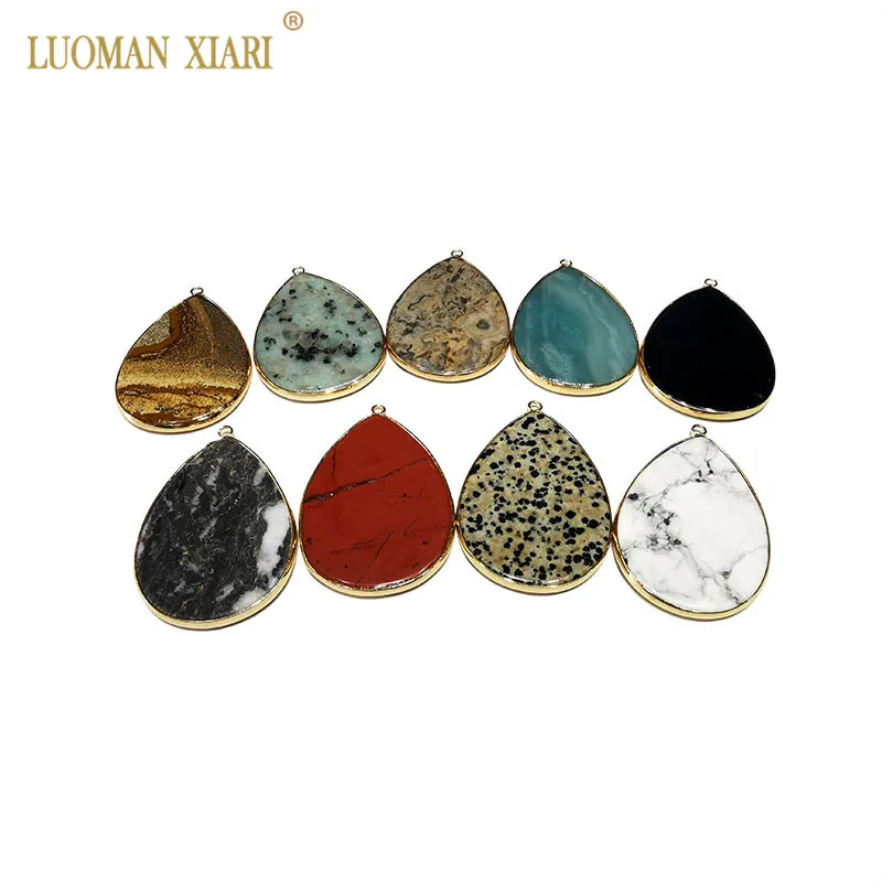 Оптовая продажа 2 шт. золотые капли воды натуральные нефриты красные яшмы Роза