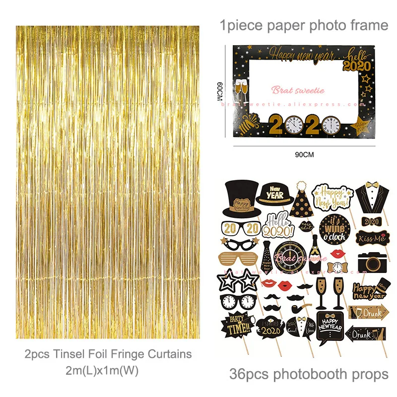 Золотая декоративная бумага для вечеринок 2020 год новый фоторамка реквизит