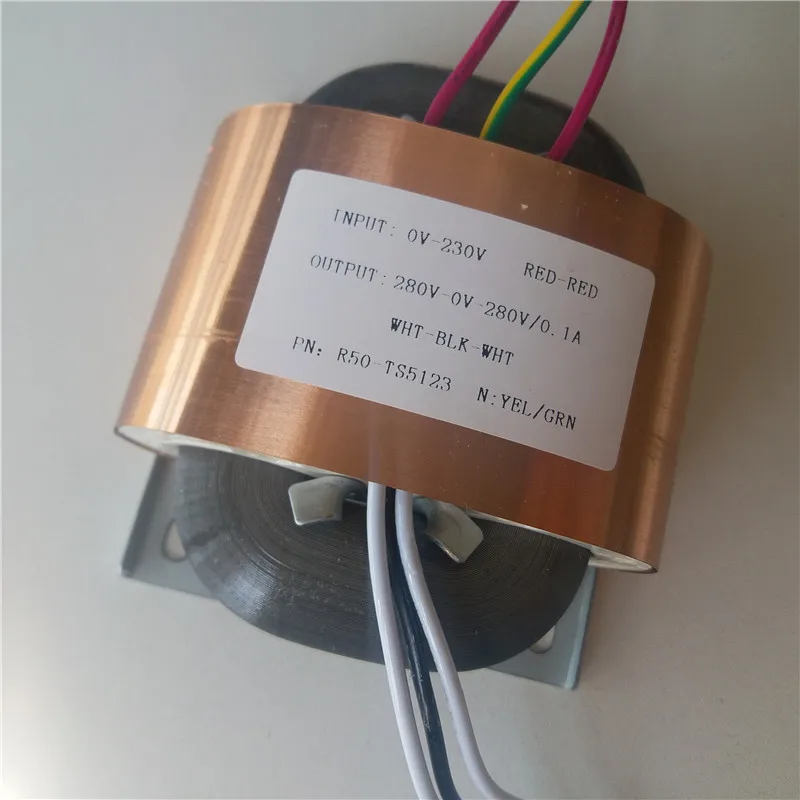 Feito sob Encomenda Transformador de Potência do Escudo de Cobre v do Núcleo do Transformador R50 do Núcleo do r de 280v-0-280v Transformador Transformadores Elétricos v 230 60va 0.1a