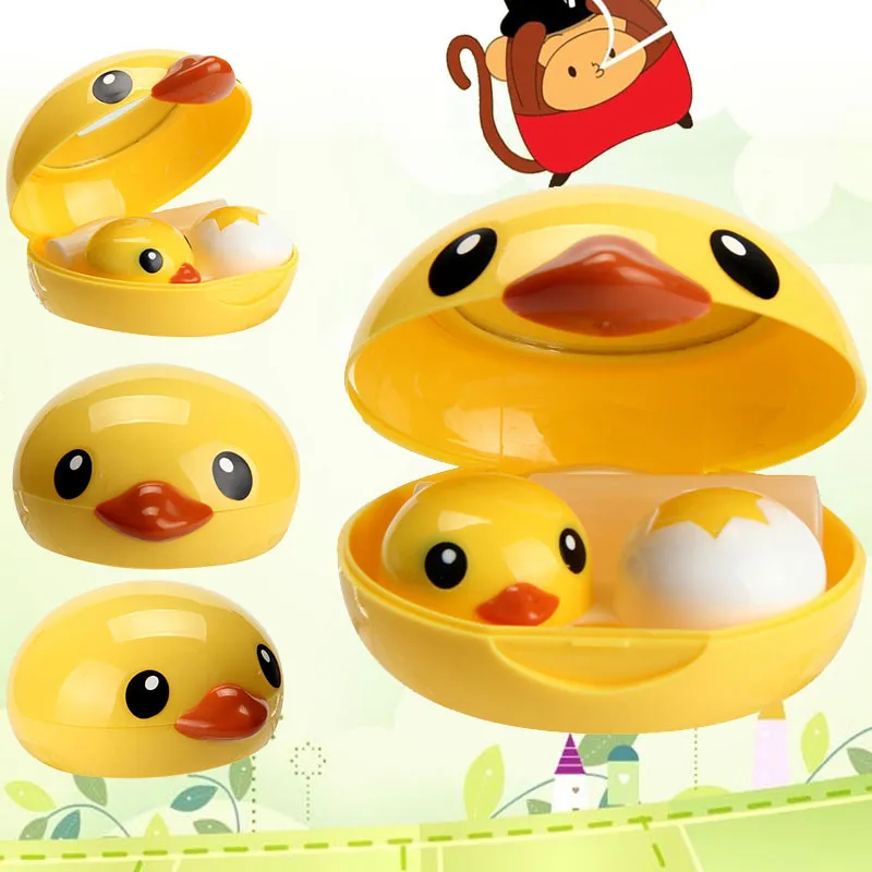 

Cute Duck Contact lens Container Storage Case Box Popular Mini Contact Lens Case Box Travel Kit Easy Carry Mirror Container L*5