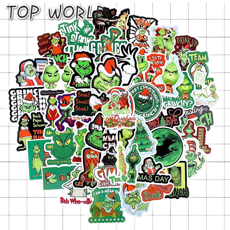 10/50Pcs/pack How The Grinch Stole Christmas Cartoon Waterproof Diy Laptop Suitcase Scrapbooking Car Lovely Gift For Kids