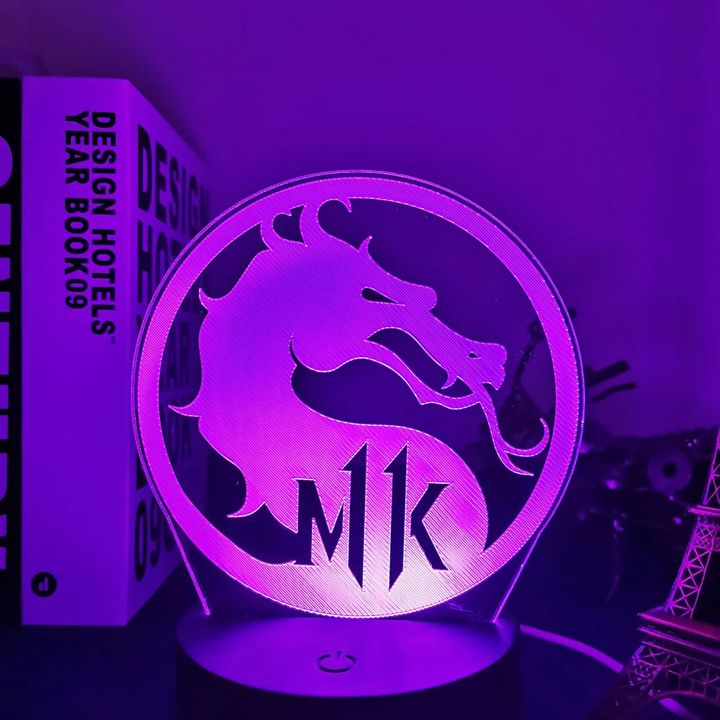 red night light Console Game Mortal Kombat 11 Logo Kids Night Light Led Touch Sensor Color Changing Nightlight for Child Bedroom Decor Lamp Gift hatch night light