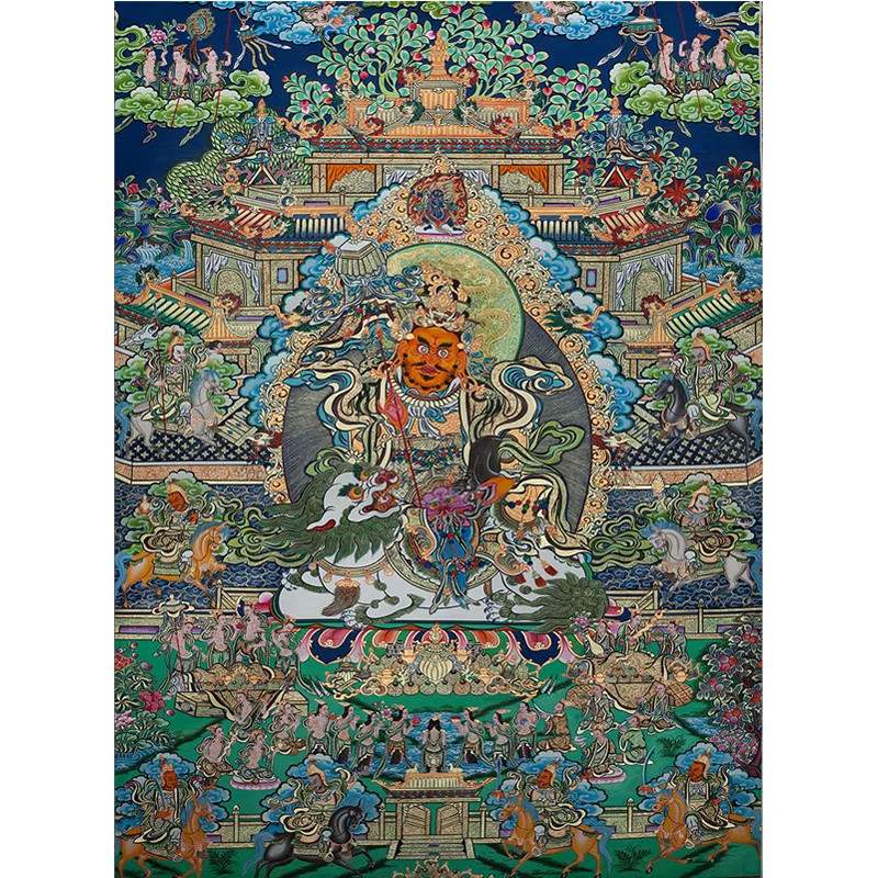 

Tibetan Thangka Tibetan Buddhism Mural Decorative Painting Feng Shui Entrance Hanging Painting Thangka God of Wealth Manufacture