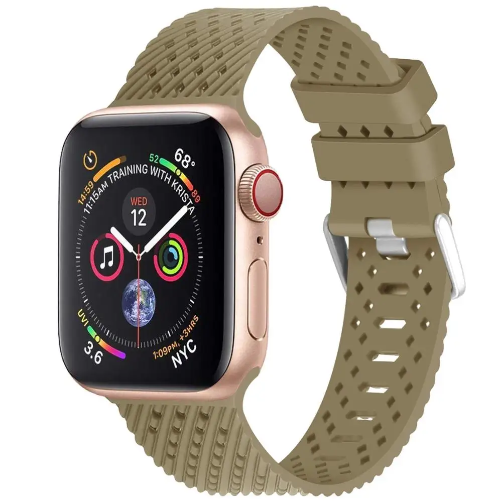 Силиконовый ремешок для Apple watch 5 ремешок 44 мм 40 мм iwatch ремешок 38 мм 42 мм ромбический узор ремешок для часов Браслет Apple watch 4 3 2 1 38 - Цвет ремешка: brick