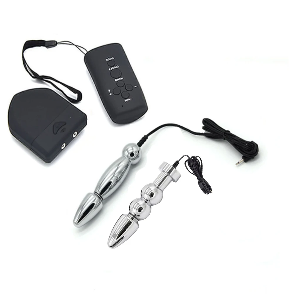 Electro Shock Double Anal Plug Sex Toys Two Output Electric Shock