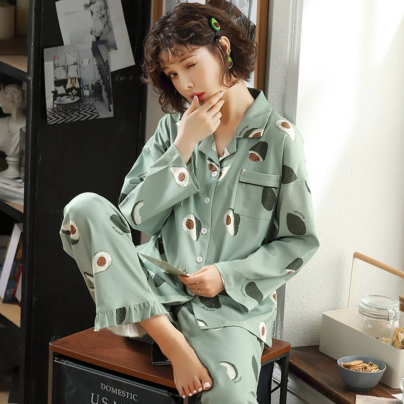 Осенне-зимний женский хлопковый пижамный комплект с длинными рукавами, корейский кавайный свободный комплект одежды для отдыха для взрослых и женщин, пижама для вечеринки, верхняя одежда