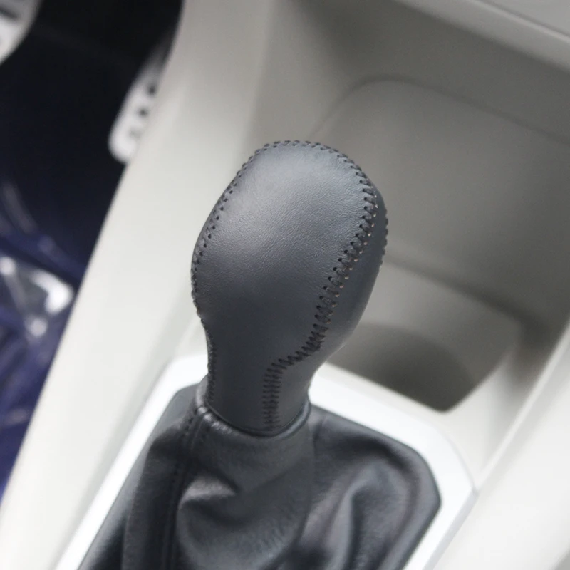 

Genuine Leather Gear Knob Cover For Citroen C-Elysee MT Car Gear Shift Knob Gear Stick Case PPC Auto Gear Shift Collars