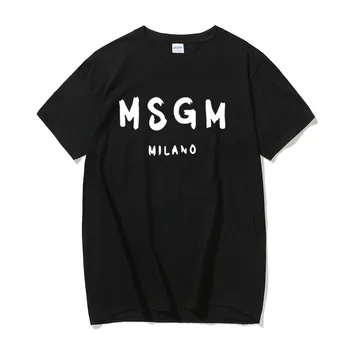 

new Men MSGM T Shirt Summer Shubuzbi Brand Letter Printed Tops Tee Cotton O-Neck White Grey Tshirt Drop Shipping Supplier