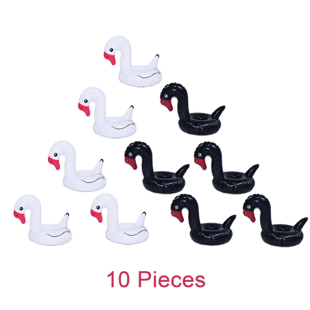 Black and white swan 10 шт. надувная форма животного развлечения держатель для напитков мульти-тип подставки летние надувные чашки держатель поплавок бассейн игрушки - Цвет: Black and white swan