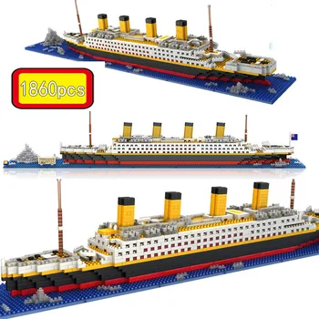 

1860pcs Blocks Titanic Ship Mini Cruise Model Boat DIY Assemble Building Block Diamond Classical Brick Kids Toys For Children