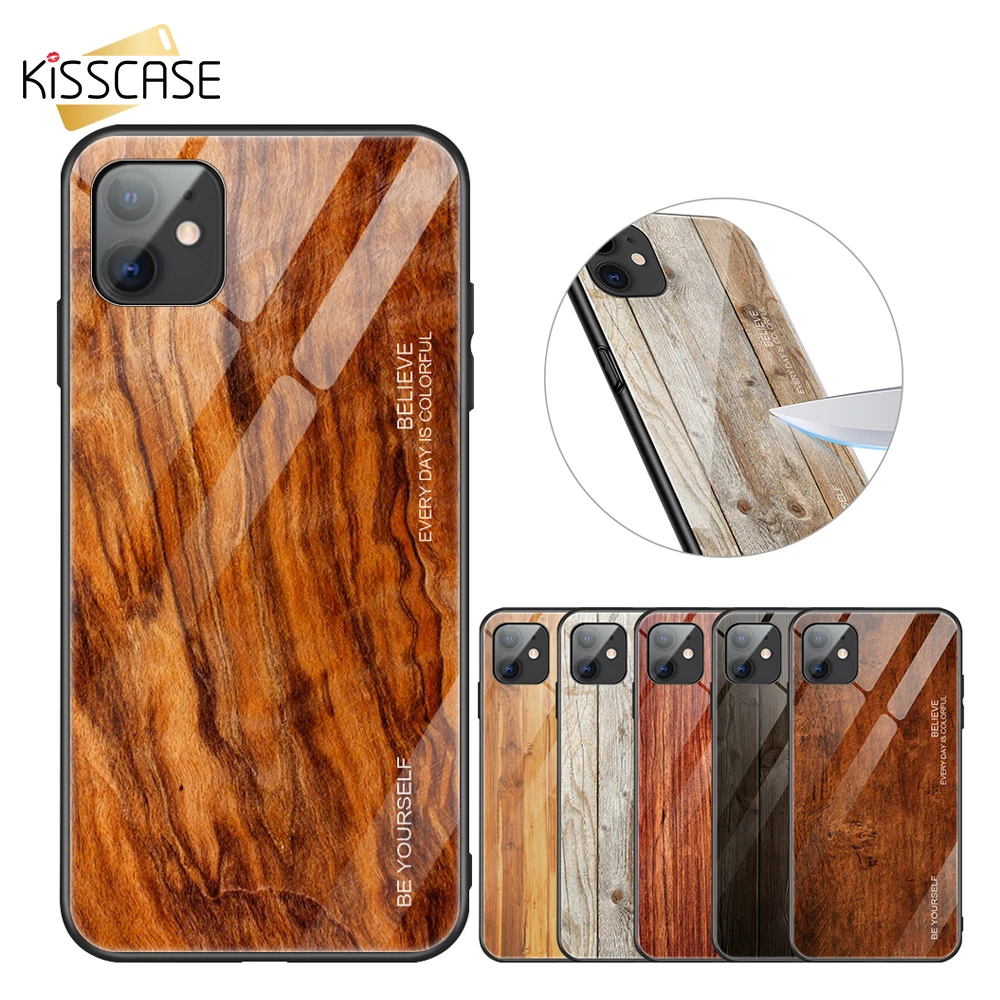 KISSCASE Роскошный чехол для телефона с деревянным лицевым покрытием iPhone XS Max XR X