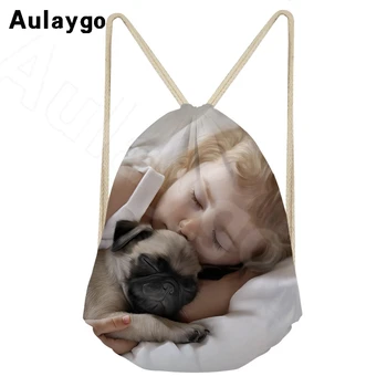

Aulaygo Cute Dog Animal Girl Pattern Large Drawstring Bags Girls Backpacks Softback Sack Bags Shoes Children Kids Bookbag Gift