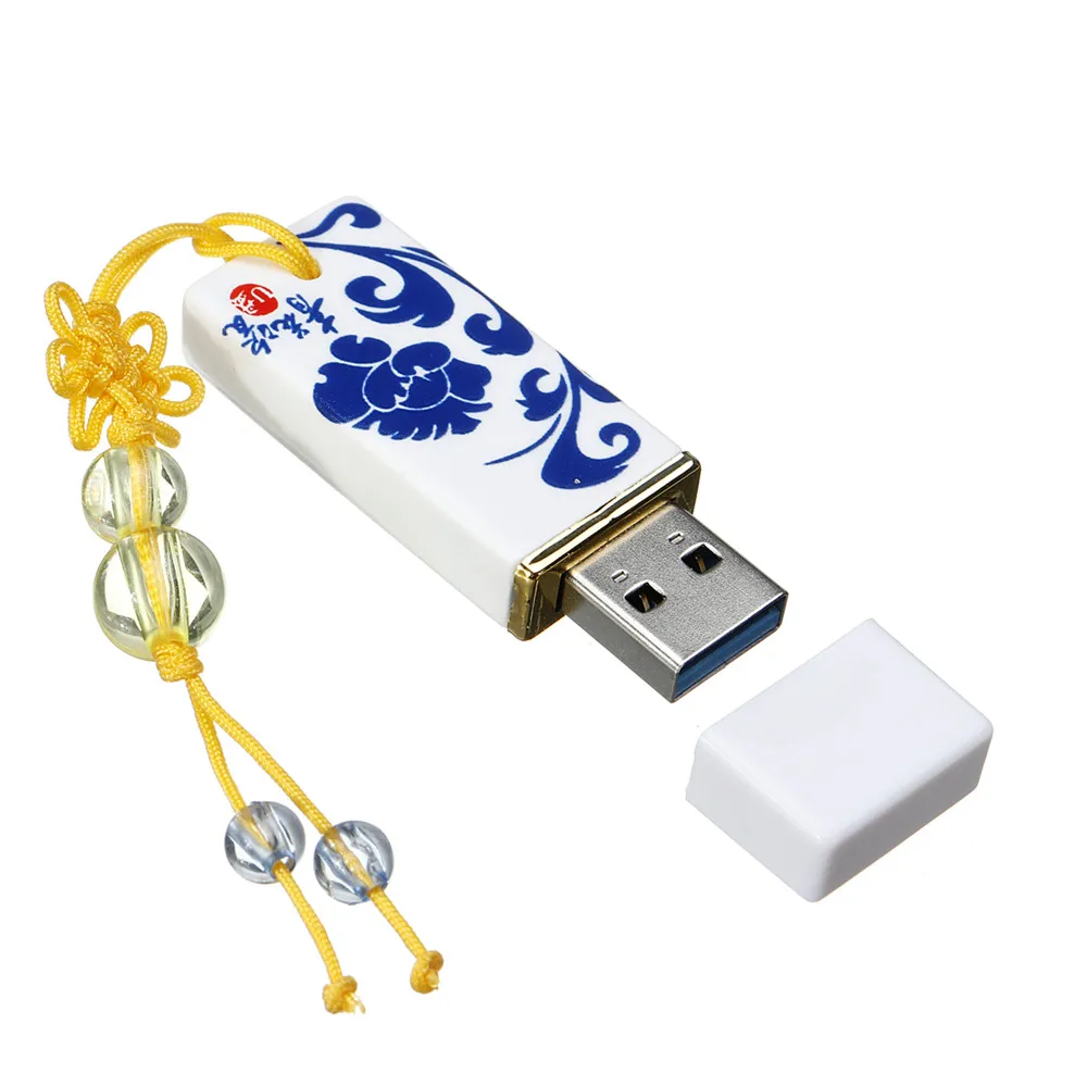 USB флэш-накопители оптом синий и белый фарфор китайский стиль 3,0 флэш-накопители 32G флэш-накопитель для ручки смешные подарки