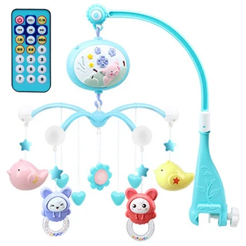 

Baby Toys Crib Mobiles Rattles Music Educational Toys Bed Bell Carousel for Cots Projection Infant 0-12 Months Blue