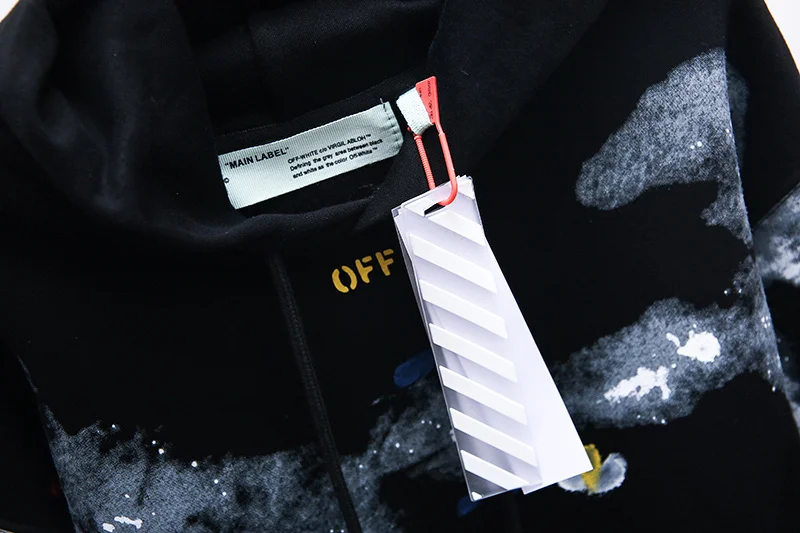 19ss Off-White OW кисть краска стрелка для мужчин и женщин для влюбленных Модная хлопковая Повседневная Толстовка с капюшоном свободная Куртка Пуловер