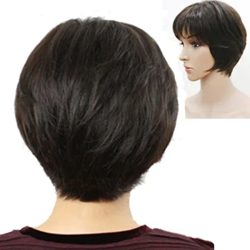 

AOOSOO short straight wig female synthetic wig for old-aged women brithday gift for mom