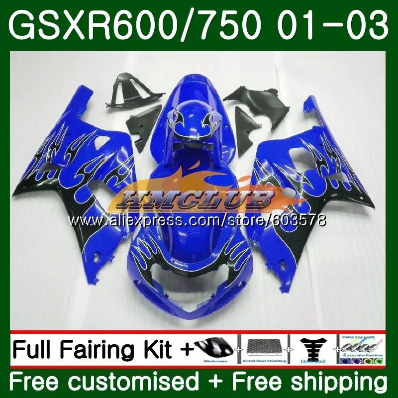 Корпус для SUZUKI GSX-R600 GSXR-600 K1 GSXR600 01 02 03 топ цвет синий, черный; большие размеры 4CL. 52 GSXR 600 750 GSXR-750 GSXR750 2001 2002 2003 обтекатель