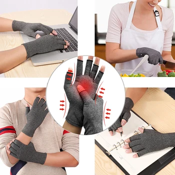 

1 Pair Men Women Arthritis Gloves Physiotherapy Half Finger Gloves Compression Gloves Rehabilitation Training Pressure Gloves