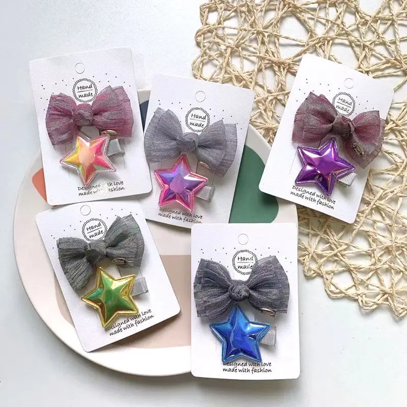 

Gradient Sequin Stars Hair Clips For Girls Chiffon Kids Hair Bows Hair Barrettes Hairpins Children Hair Accessories 2-6pcs/set