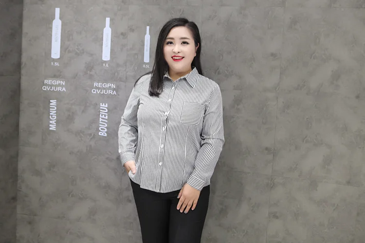 9XL 8XL 7XL 6XL blusas mujer de moda женские блузы рубашки Блузы OL длинный рукав полосатая рубашка feminina плюс размер M321