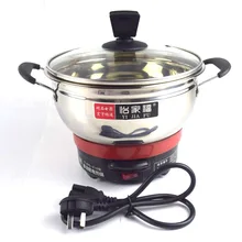 Yi Jia Fu толстый многофункциональный электрический чайник из нержавеющей стали, бытовой жареной кастрюля для приготовления пищи, кастрюля для тушение горячего горшка, спальни, лапши C