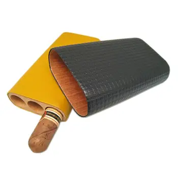 

Quality Cigar Case Leather Cigar Travel Case Pocket Cedar Wood Cigar Humidor Holder with Cigars Cutter Gift Box for Men Gifts