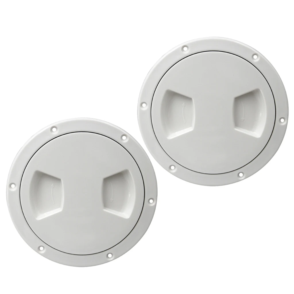 2pcs 5-1/2 Inch Deck Plate Waterproof Inspection Hatch Cover Lid Screw Type for Kayak Boat Fishing Rigging, White