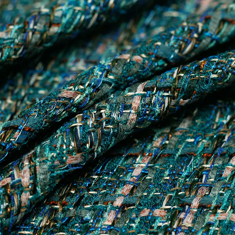 Cena Pearlsilk francja ciemnozielone tweedowe tkaniny jesienna kurtka sukienka garnitury materiały do szycia odzieży szycie ubrań metr darmowawysyłka