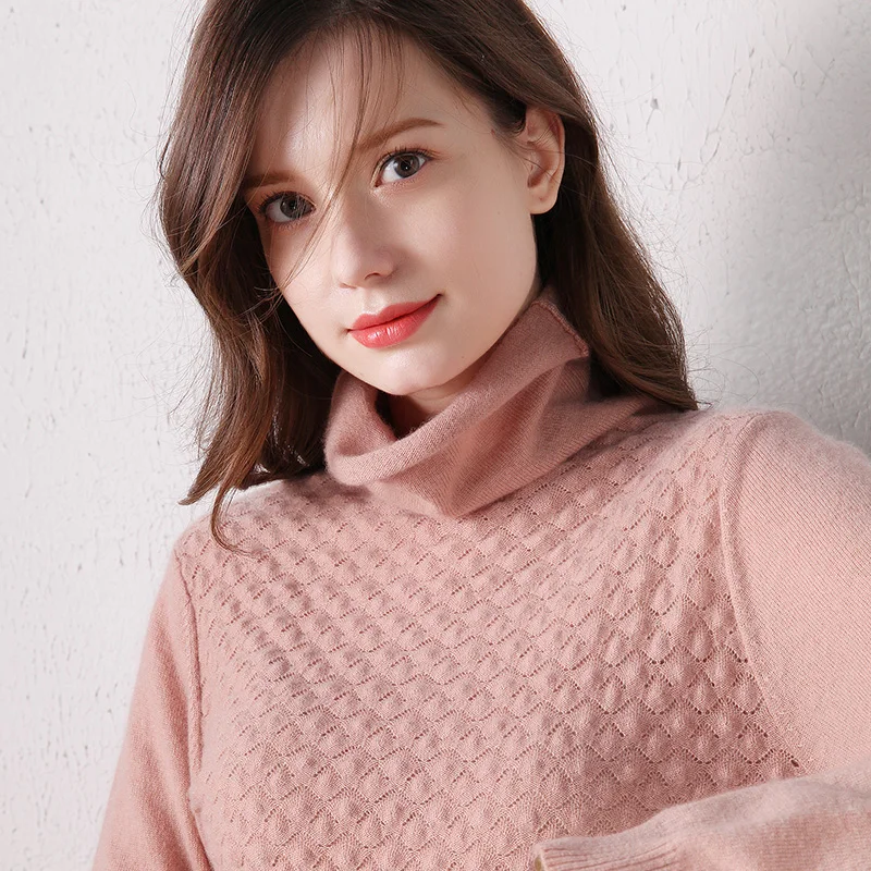 

LHZSYY 2019Autumn Winter New Women High Collar 100%Wool Sweater Short Fashion Knit Bottoming Warm Pullover soft Cashmere Sweater