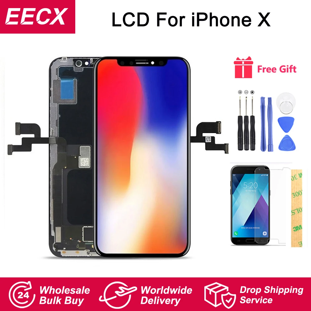 OLED экран для iPhone X ЖК с дигитайзером в сборе рамкой сменный оригинальный AMOLED TFT