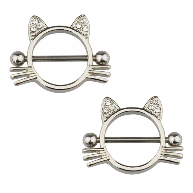 Rabbit Nipple Ring Piercing Barbell Shield Bar Rings Surgical Steel Sexy Adult Game for Women Breast Body Jewelry Gift 14G
