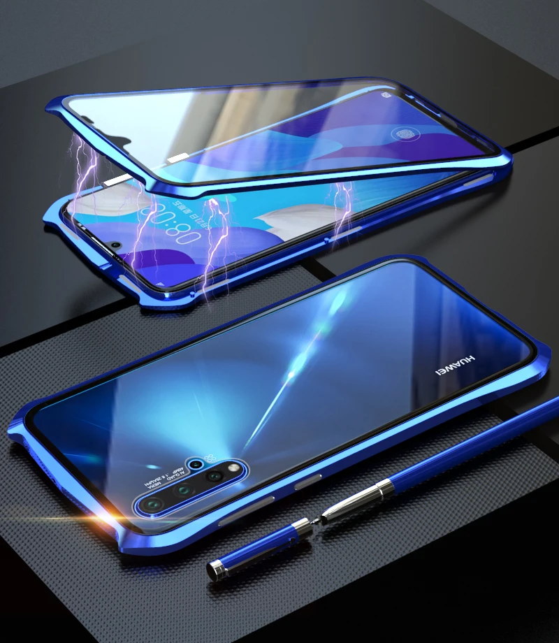 Для huawei Nova 5 Pro Магнитный чехол Nova5 360 Передний+ задний двухсторонний чехол из закаленного стекла для huawei Nova 5 металлический чехол