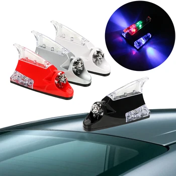 

LEEPEE Creative Wind Power LED Light Warning Flash Lamp Exterior Accessories Shark Fin Antenna Atmosphere Light Car-styling