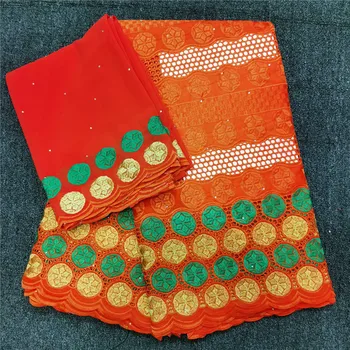 

5+2 African Cotton Lace Fabric And 2Y Swiss Voile Lace Fabric For Sewing Dress Set NCV43