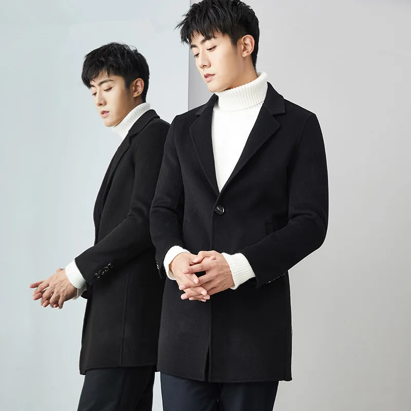 

100% Wool Autumn Winter Jacket Handmade Double-side Woolen Coat Men Streetwear Windbreaker Jackets MG-00-7096 MY1978