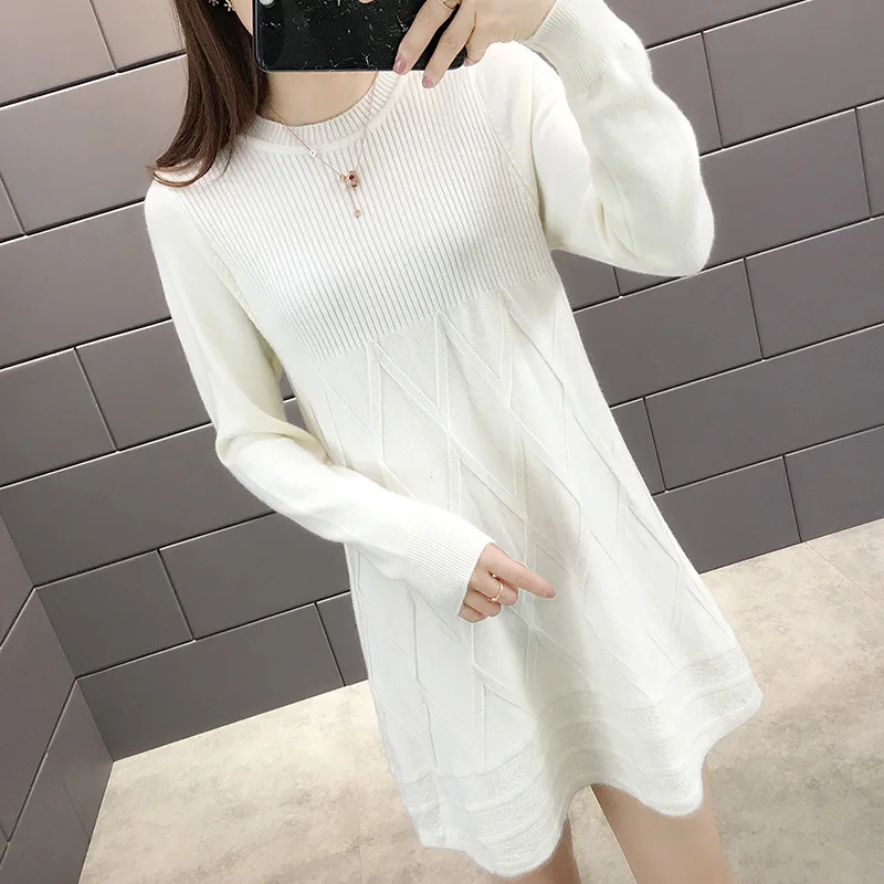 Новинка, осенняя и зимняя блузка средней длины, женские Sweater-0d930 до колена