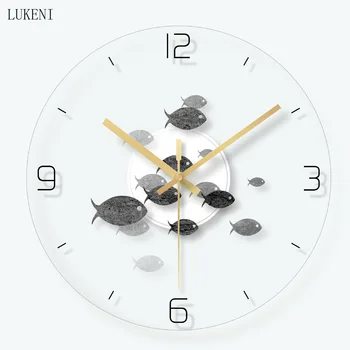 

Little Fish Quiet Tempered glass wall clockwall decor home decor