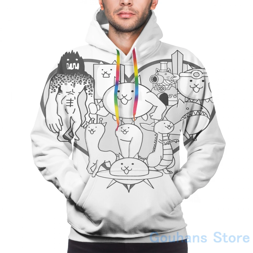 Mens Hoodies Sweatshirt for women funny Battle Cats Evolved Cats Mural print Casual hoodie
