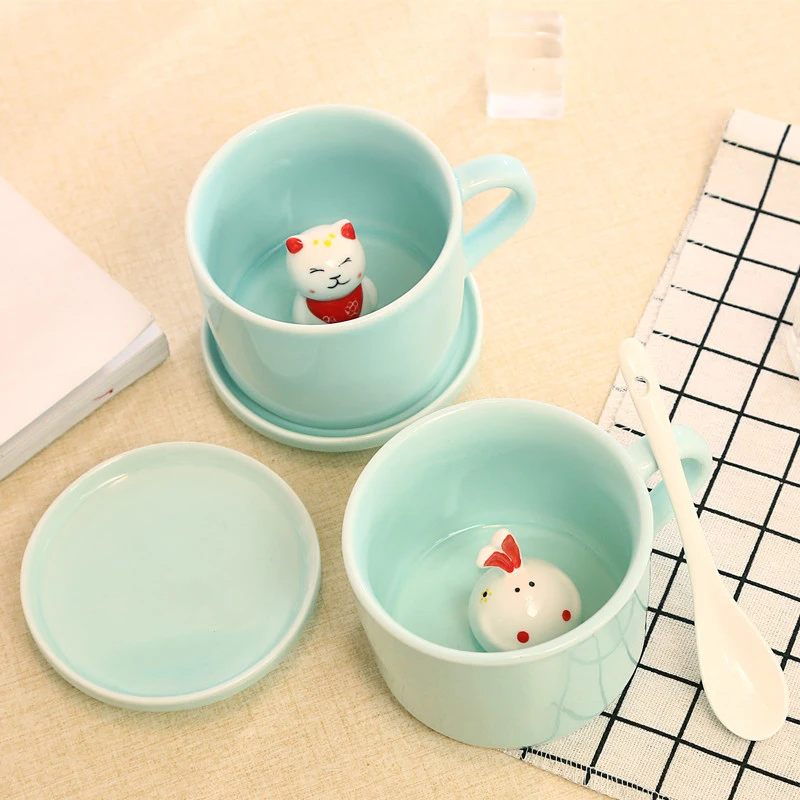 

Household Ceramic Mug Office Coffee Cups Animal Ceramic Cups Cute Mug Friends Gift Couple Milk Cup Cartoon Creative 3d Stereo