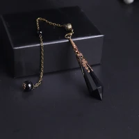 1pcs  Natural Black Stone Facet Obsidian Pendulum for Dowsing Pendant Amulet  Crystal Divination Chakra Necklace Jewelry 1