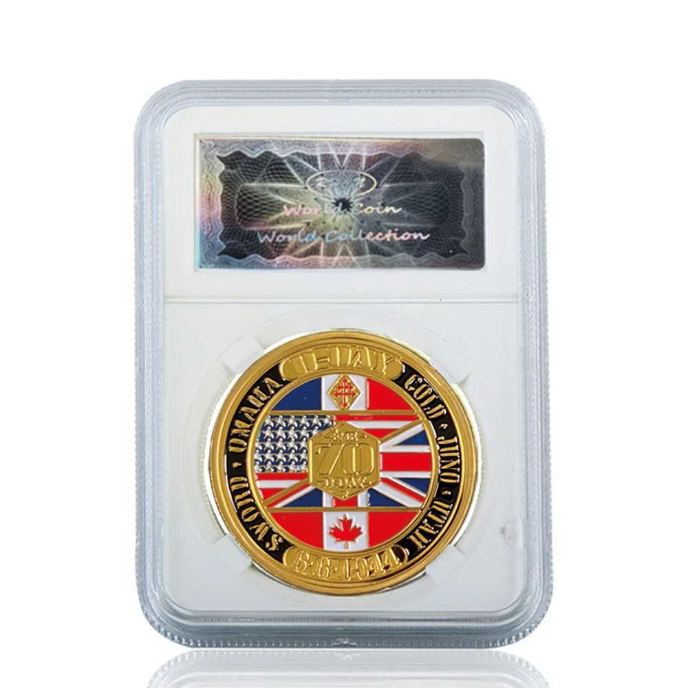 

6.6.1944 D-Day 70th Anniversairy Gold Coin Normandie Victory For Collect W/ Acrylic Case