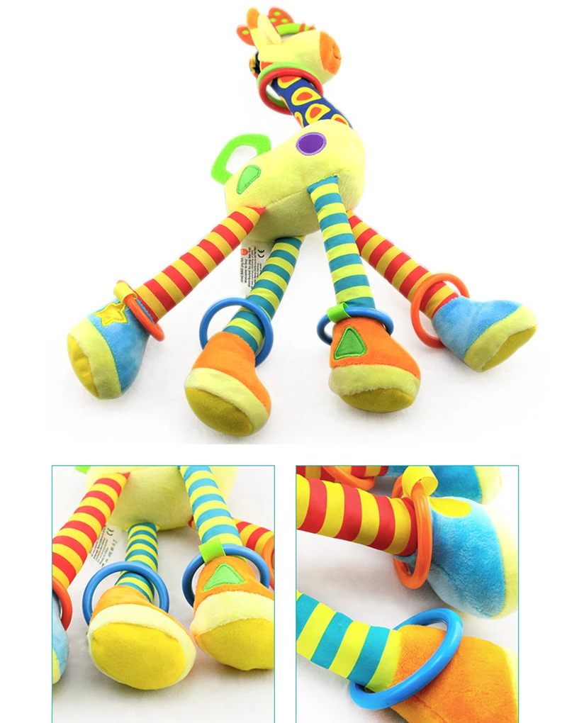 Baby Plush Rattles Bear Mobiles Toys Cow Deer Animal  Infant Stroller Hanging Mobile Rattles Newborn Baby Toys Teether