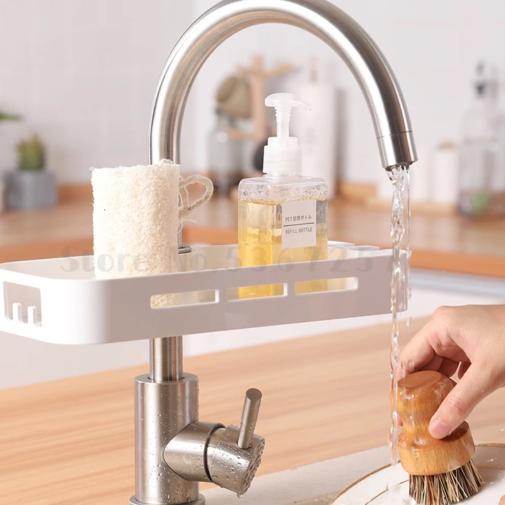 

Water faucet shelf, steel ball sponge scrubbing pool, drainage rack, kitchen appliances, non-perforation sink shelf