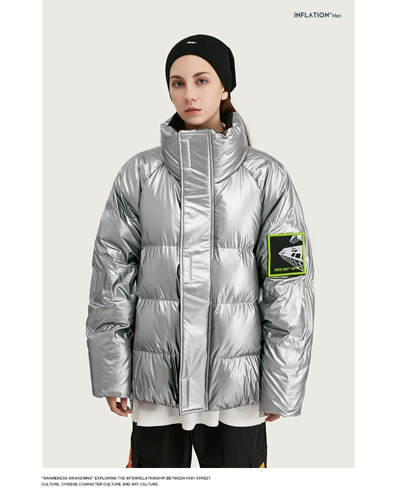 INFLATION мужская зимняя куртка, пальто, хлопковая стеганая куртка для пары, Толстая теплая зимняя верхняя одежда, повседневная мужская парка 9768W