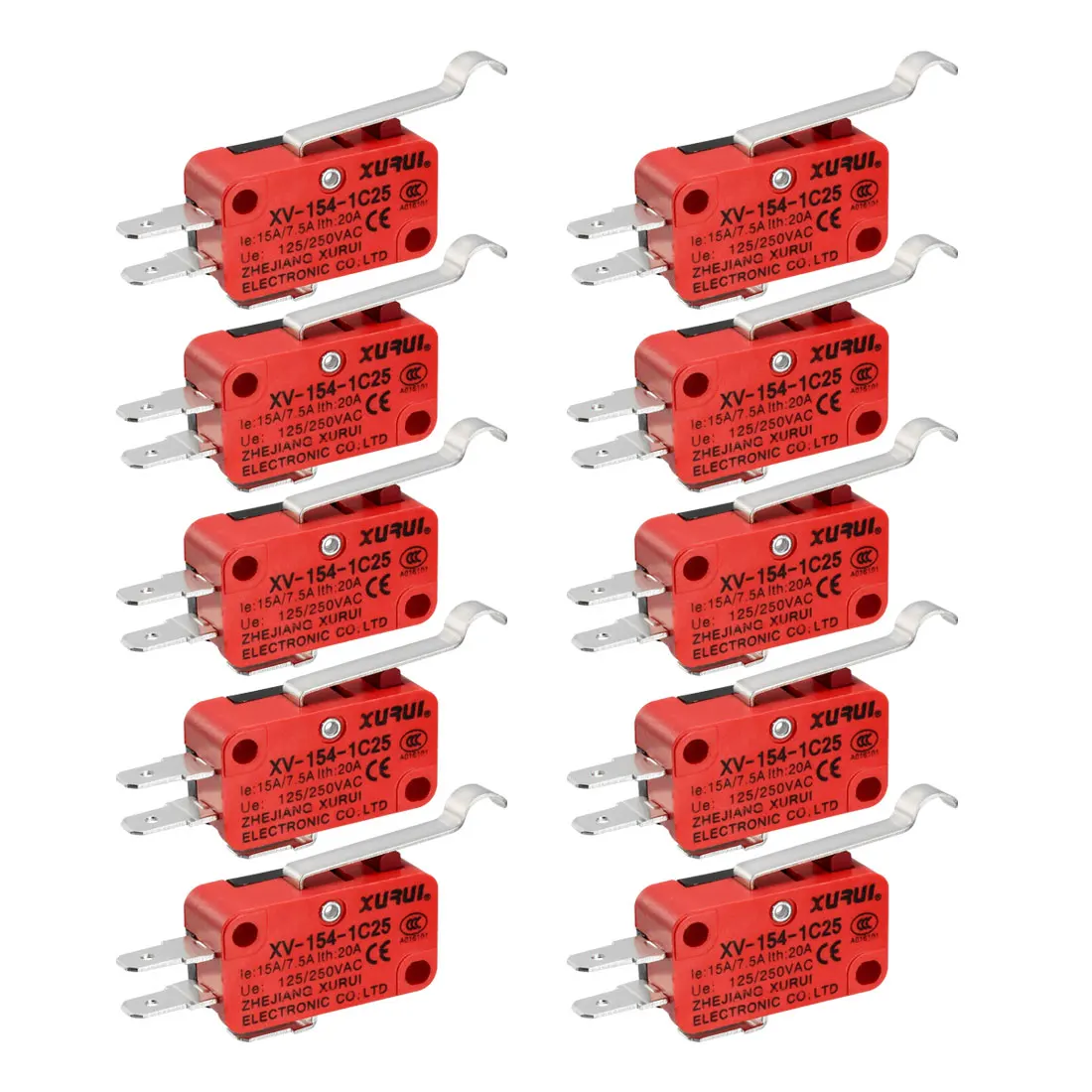 

uxcell XURUI Authorized 10PCS XV-154-1C25 Red Simulated R Lever Miniature Micro Switch