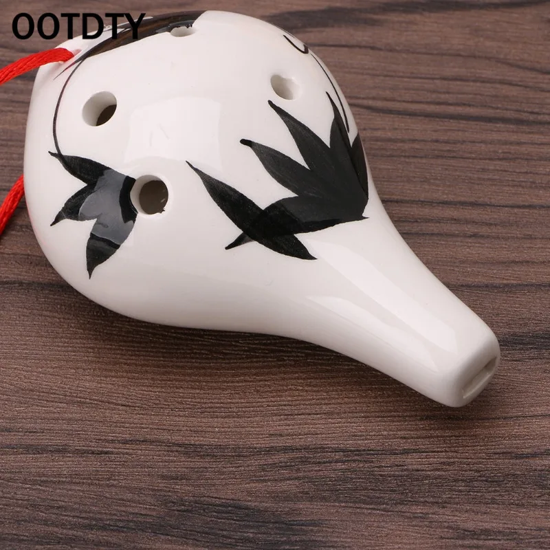 OOTDTY Professional 6 Hole Ocarina Ceramic Alto AC Key Flute Musical Instrument