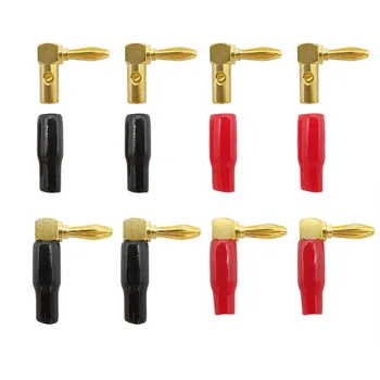 

Gold Plated L Shape 4mm Banana Male Plug Wire Connector 4 mm 90 Degree Right Angle Banana Audio Speaker Cable Screw Connectors