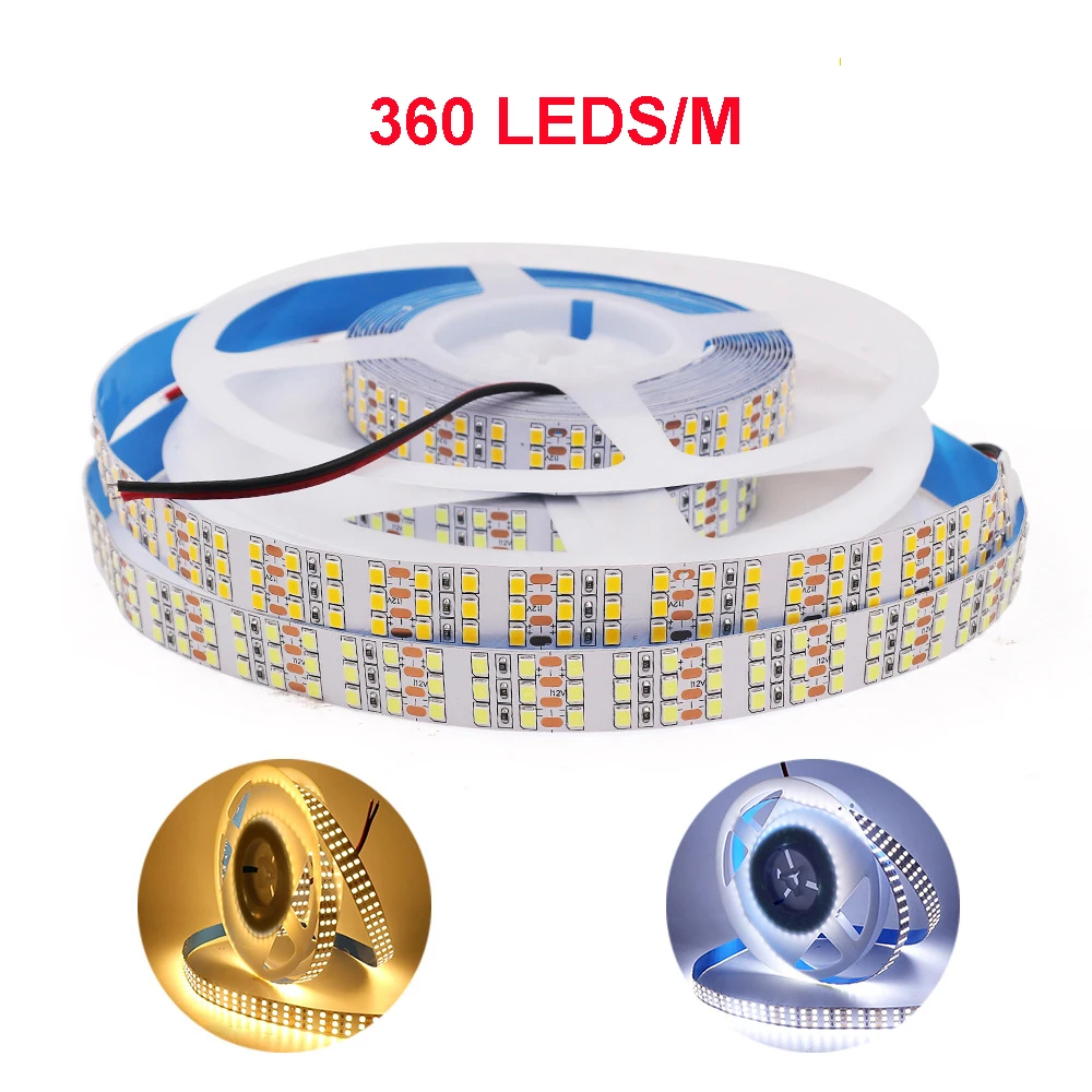 

5m 2835 Led Tape Double Row Three Row Flexible Soft Led strip 4000k 240 leds/m 360 leds/m 480Leds/m DC12V Showcase Lightbox